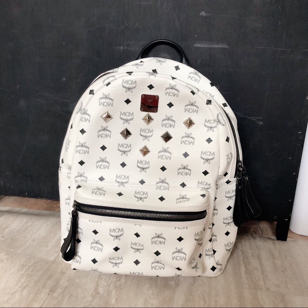 Mcm munchen white backpack